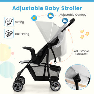 Toddler travel stroller for airplane with canopy, adjustable backrest, perfect for sleep and comfort on the go.
