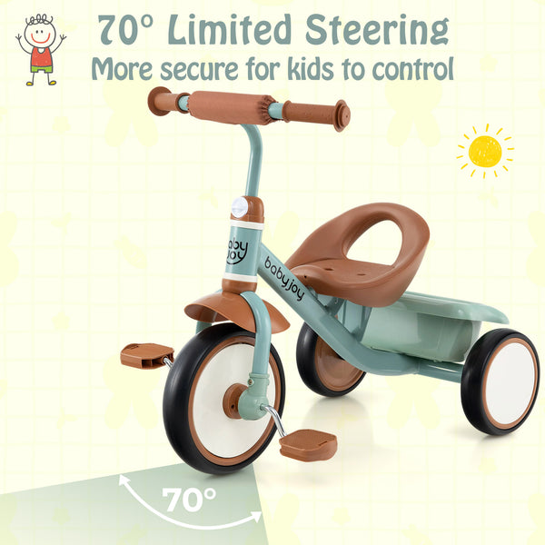 Toddler Tricycle Kids Trike with Adjustable Seat and Basket Aged 3-5 Years Old
