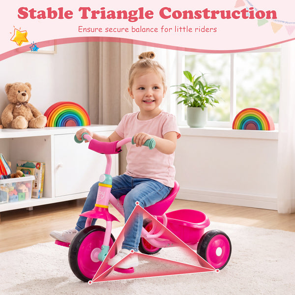 Toddler Tricycle for Boys and Girls 2-5 Years Old  with Removable Rear Storage Basket