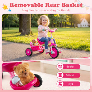 Toddler Tricycle for Boys and Girls 2-5 Years Old  with Removable Rear Storage Basket
