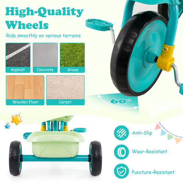 Toddler Tricycle for Boys and Girls 2-5 Years Old  with Removable Rear Storage Basket