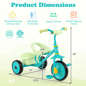 Toddler Tricycle for Boys and Girls 2-5 Years Old  with Removable Rear Storage Basket