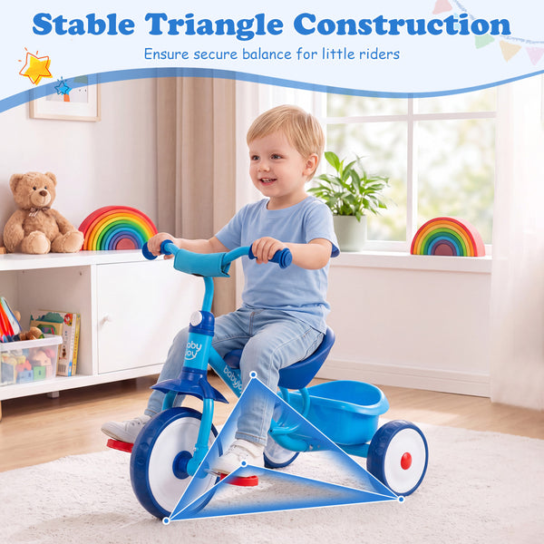 Toddler Tricycle for Boys and Girls 2-5 Years Old  with Removable Rear Storage Basket