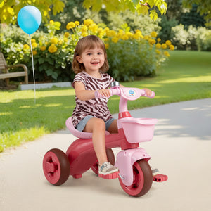 Toddler Tricycle with Limited Steering with Front Baskets and Bell for Toddlers