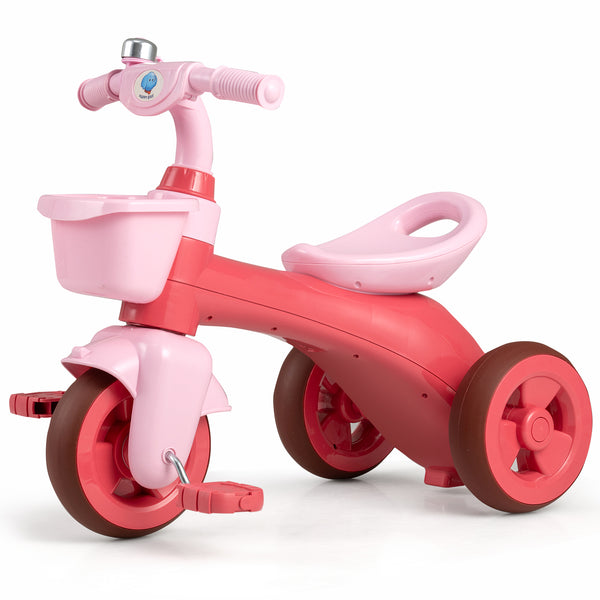 Toddler Tricycle with Limited Steering with Front Baskets and Bell for Toddlers