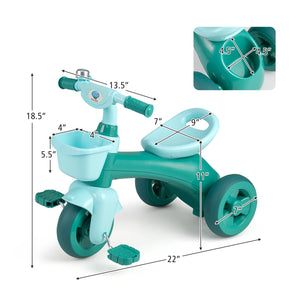 Toddler Tricycle with Limited Steering with Front Baskets and Bell for Toddlers