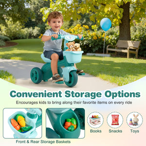 Toddler Tricycle with Limited Steering with Front Baskets and Bell for Toddlers