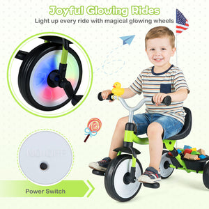 Toddler Tricycle with 3-Position Seat and Storage Basket for Kids