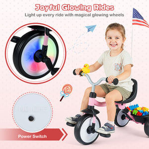 Toddler Tricycle with 3-Position Seat and Storage Basket for Kids