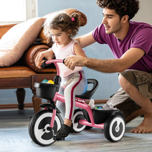 Toddler Tricycle with Adjustable Seat and Storage Baskets for 1.5-5 Years Old