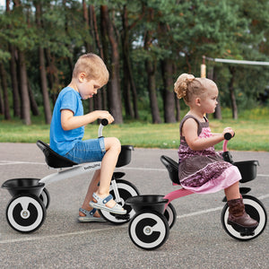 Toddler Tricycle with Adjustable Seat and Storage Baskets for 1.5-5 Years Old
