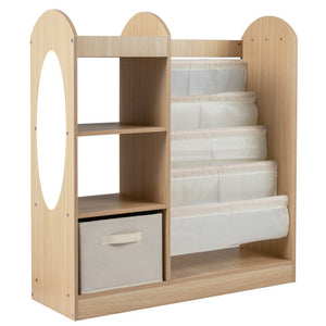 Toy Storage Organizer with 4-Tier Sling Shelves-Natural