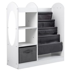 Toy Storage Organizer with 4-Tier Sling Shelves-White