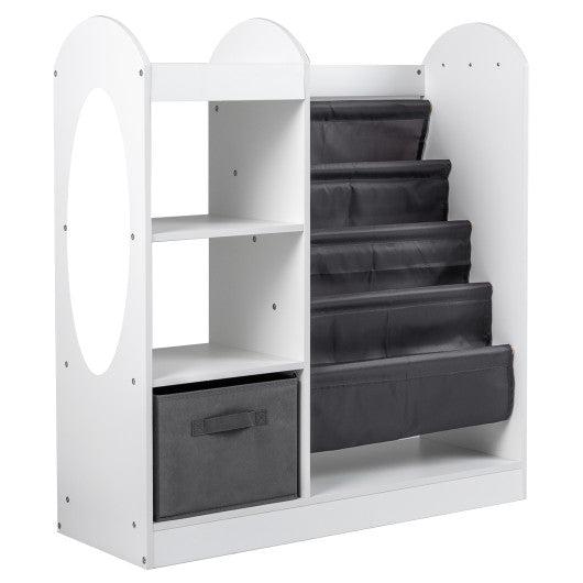 Toy Storage Organizer with 4-Tier Sling Shelves-White