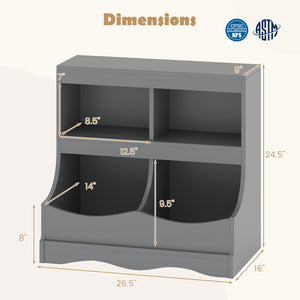Toy Storage Organizer 4-Cubby Kids Bookcase for Toys and Books