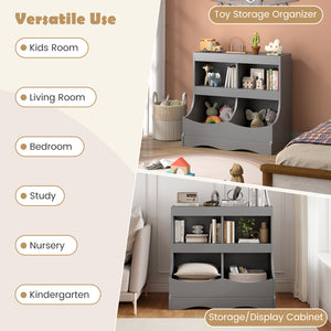 Toy Storage Organizer 4-Cubby Kids Bookcase for Toys and Books