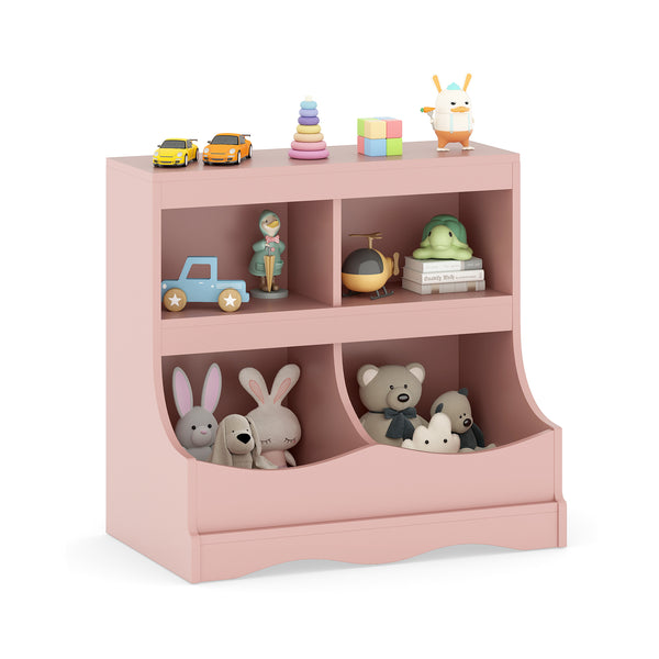 Toy Storage Organizer 4-Cubby Kids Bookcase for Toys and Books