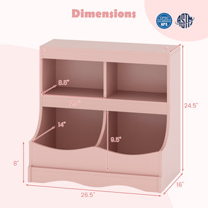 Toy Storage Organizer 4-Cubby Kids Bookcase for Toys and Books