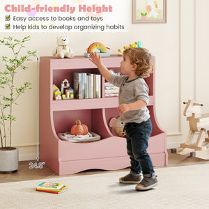Toy Storage Organizer 4-Cubby Kids Bookcase for Toys and Books