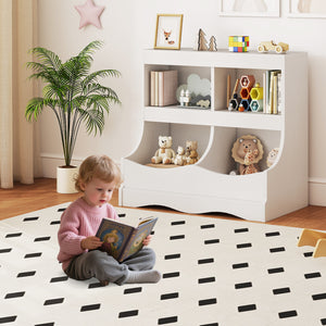 Toy Storage Organizer 4-Cubby Kids Bookcase for Toys and Books