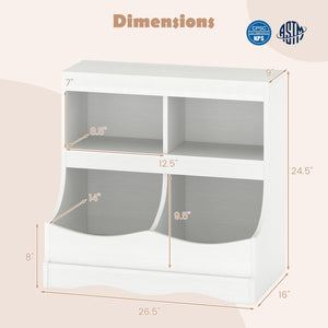 Toy Storage Organizer 4-Cubby Kids Bookcase for Toys and Books