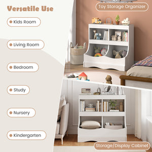 Toy Storage Organizer 4-Cubby Kids Bookcase for Toys and Books