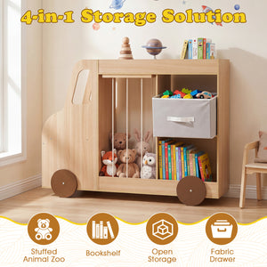 Toy Storage Organizer with Stuffed Animal Storage Fabric Drawer and Universal Wheels