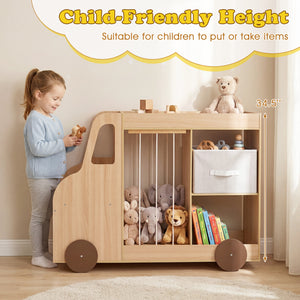Toy Storage Organizer with Stuffed Animal Storage Fabric Drawer and Universal Wheels