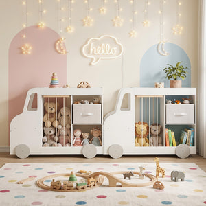 Kids Toy Storage Organizer with Wheels and Stuffed Animal Bin