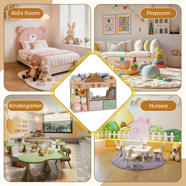Toy Storage Organizer with Stuffed Animal Storage and Open Shelves