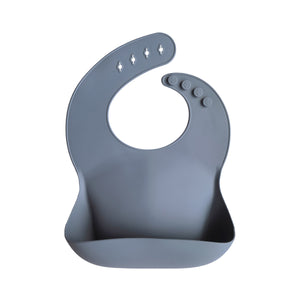 Mushie Silicone Baby Bib Adjustable Neck Strap Deep Pocket