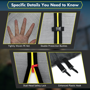 Trampoline Replacement Protection Enclosure Net with Zipper
