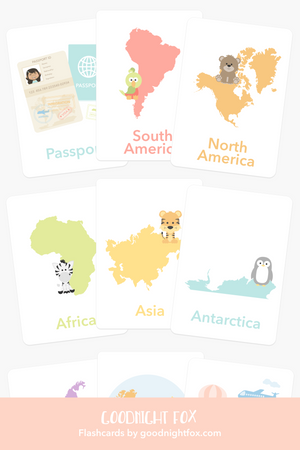 Travel & Continents Flashcards for babies, promoting learning through fun visuals and exploration of geography.
