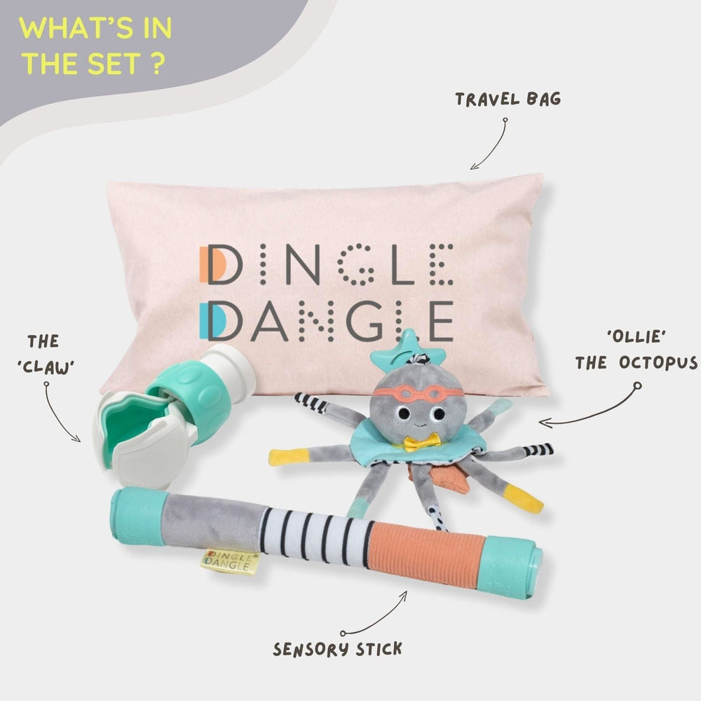 Dingle Dangle Baby Travel Mobile - colorful, portable mobile perfect for gifting and entertaining babies on the go.