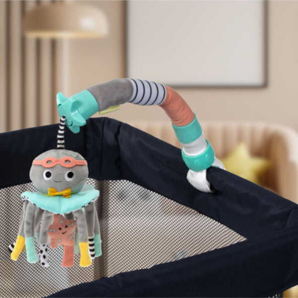 Dingle Dangle Baby Travel Mobile at angle 10, perfect gift for soothing babies on the go.