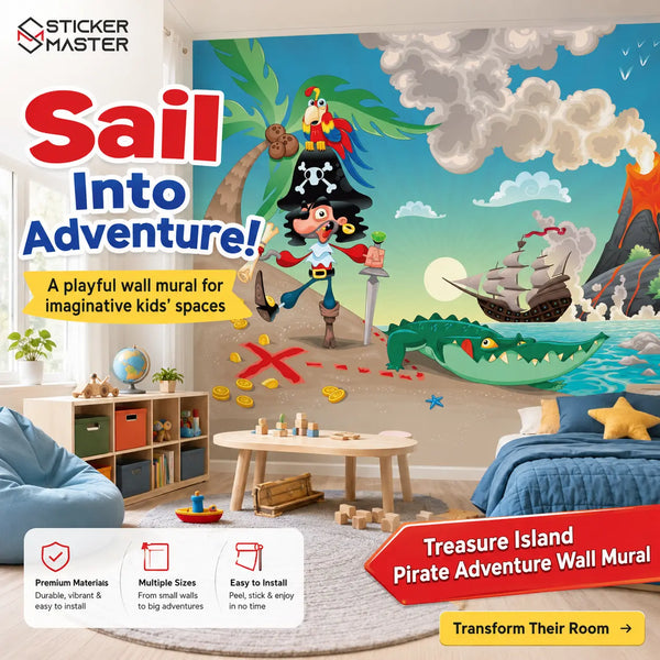 Treasure Island Pirate Adventure Wall Mural | Kids Pirate Wallpaper