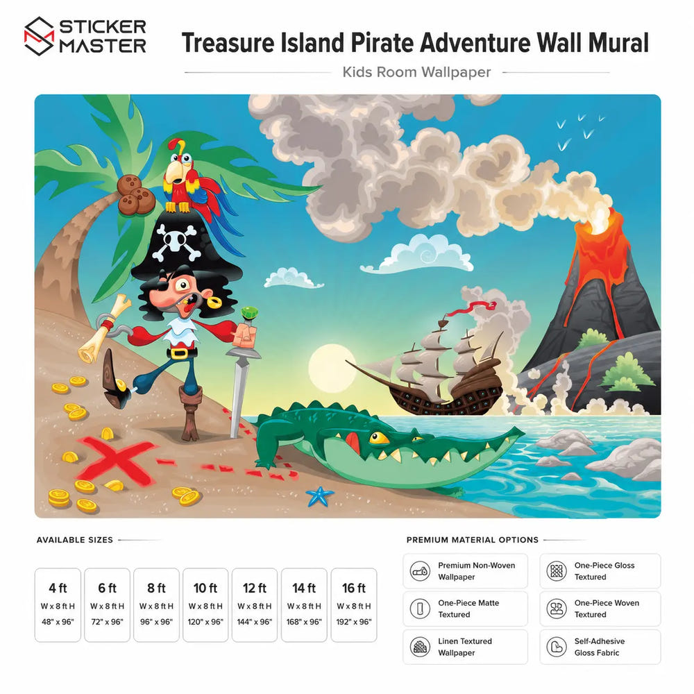 Treasure Island Pirate Adventure Wall Mural | Kids Pirate Wallpaper