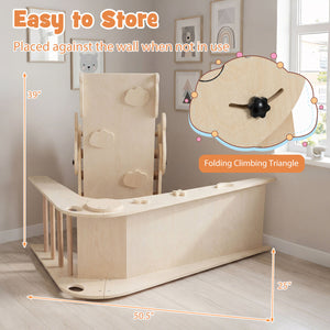 Triangle Set Foldable Kids Climbing Toys Panda-Themed Wood Montessori Climbing Set