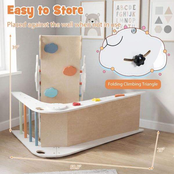 Triangle Set Foldable Kids Climbing Toys Panda-Themed Wood Montessori Climbing Set