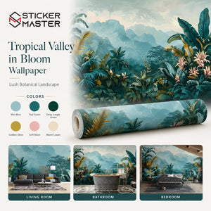 Tropical Valley in Bloom Wallpaper Mural by Sticker Master