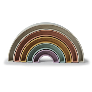 Colorful Rainbow Stacker Toy for babies, promoting sensory play and motor skills development.