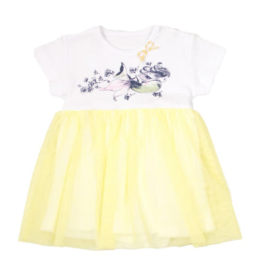 Yellow tulle body dress for babies, perfect for special occasions and everyday wear.