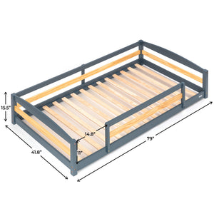 Twin Montessori-Inspired Floor Bed with Guardrails