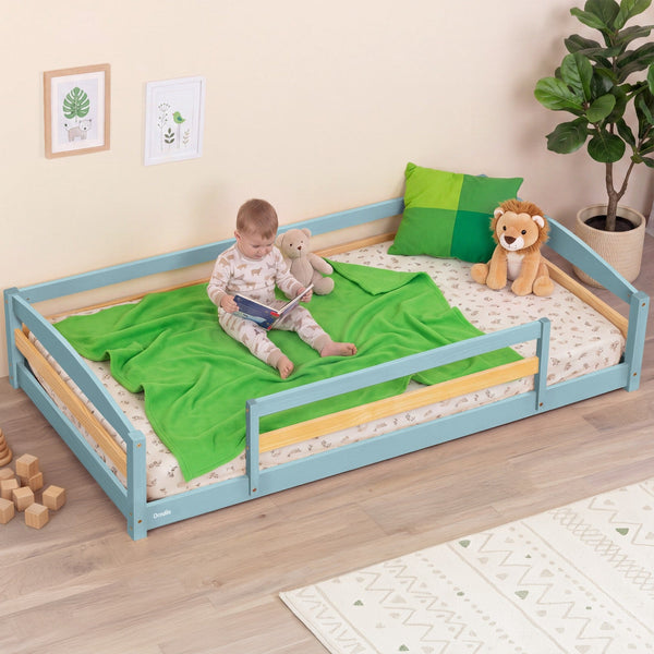 Twin Montessori-Inspired Floor Bed with Guardrails