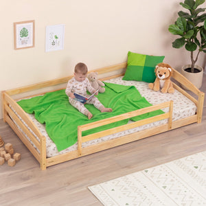 Twin Montessori-Inspired Floor Bed with Guardrails