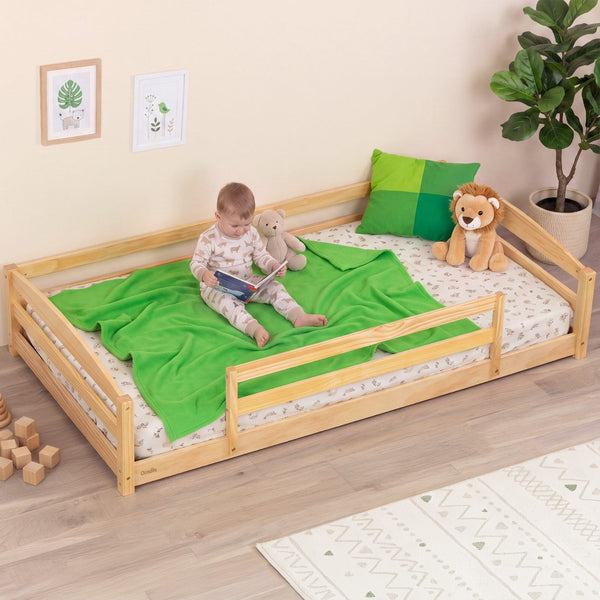 Twin Montessori-Inspired Floor Bed with Guardrails