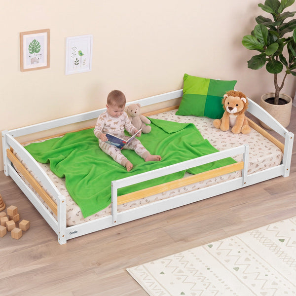 Twin Montessori-Inspired Floor Bed with Guardrails