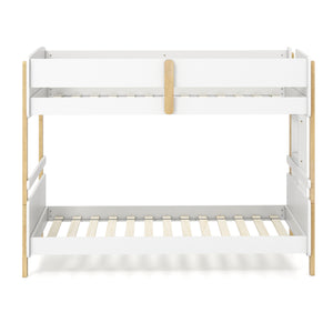 Twin Over Twin Bunk Bed with Ladder Convertible to 2 Twin Beds Toddler Wood Bunk Bed