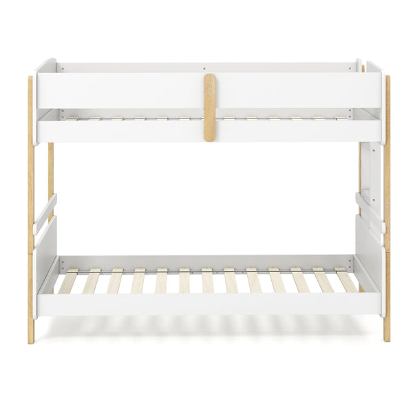 Twin Over Twin Bunk Bed with Ladder Convertible to 2 Twin Beds Toddler Wood Bunk Bed