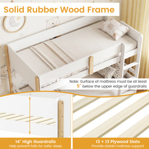 Twin Over Twin Bunk Bed with Ladder Convertible to 2 Twin Beds Toddler Wood Bunk Bed